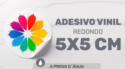 Adesivo em Vinil redondo 5x5cm 1000 unidades
