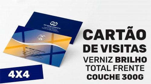 Cartão de Visita verniz total frente e verso 300g 4x4